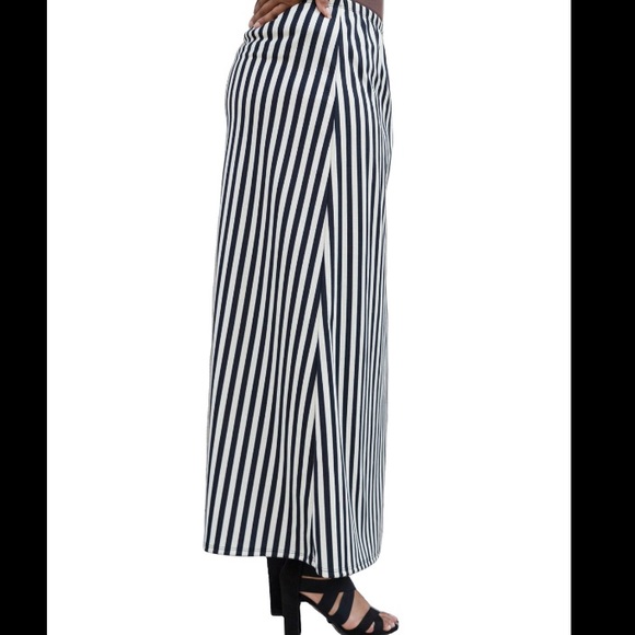 Striped Cream and Black Striped Maxi Skirt - Picture 3 of 5